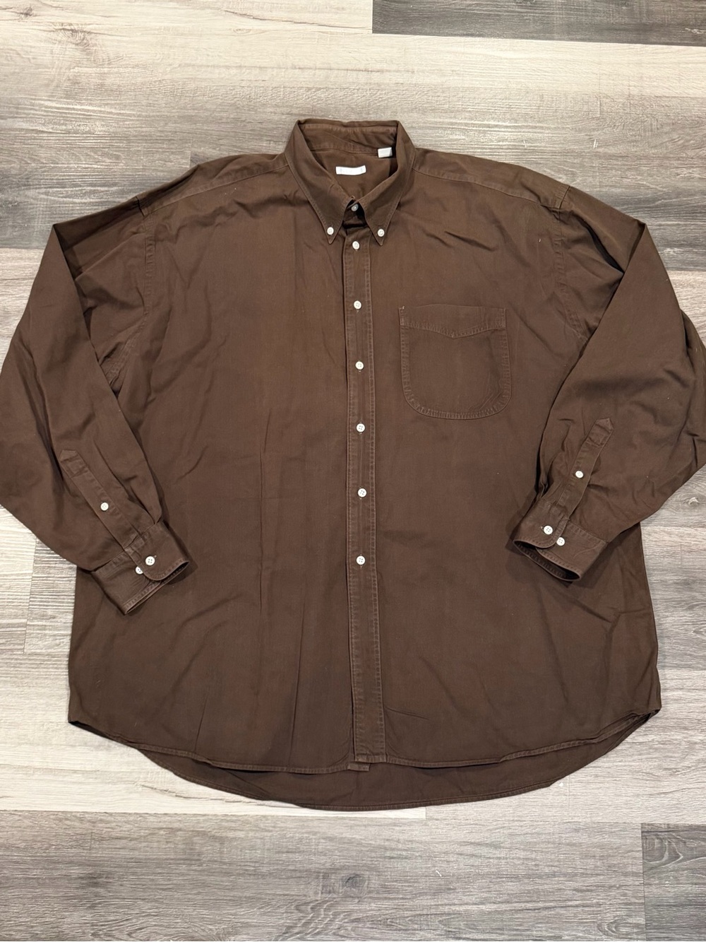 Halogen Men’s XXL Brown Solid Twill Cotton Long Sleeve Button-Down Shirt Pockets